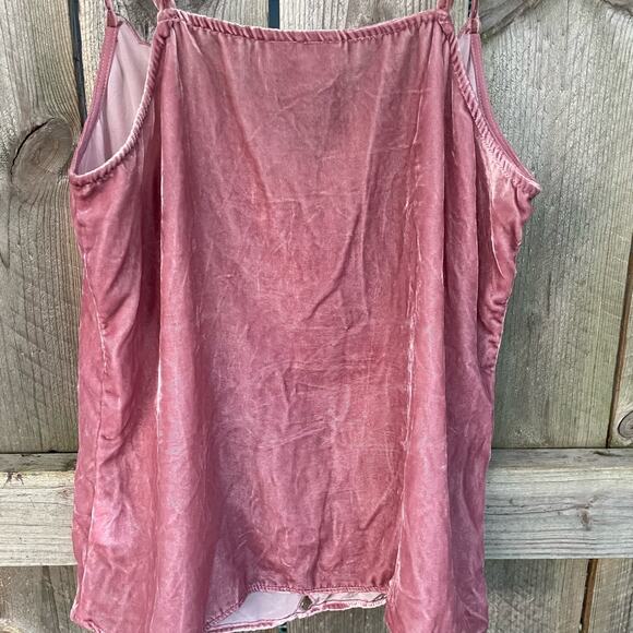Anthropologie Maeve Scalloped Cutout Velvet Tank Top Adjustable Straps Pink S - Picture 4 of 6